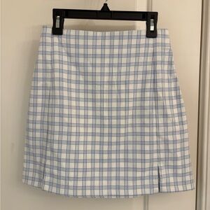 Brandy Melville Blue and White Checkered Mini Skirt